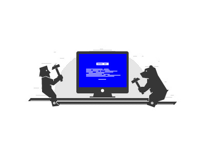 Wait! We'll fix it! bsod error illustration page