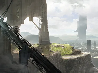 Cityscape 3d city illustration photoshop sun vue