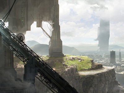Cityscape 3d city illustration photoshop sun vue