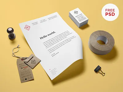 Stationery Mockup PSD branding free freebie identity logo mock up psd stationery tag template