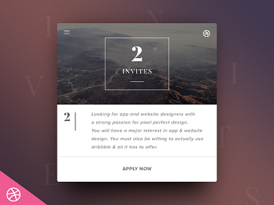 2 x Dribbble Invitations app app design design draft dribbble invitation invite player web web design