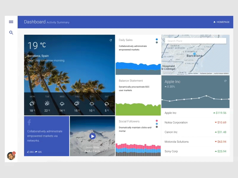 Material Design Admin admin card dashboard material material design materialup panel responsive search widget