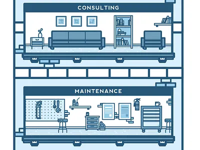 203 Hull Street building consulting illustration interior design maintenance shop