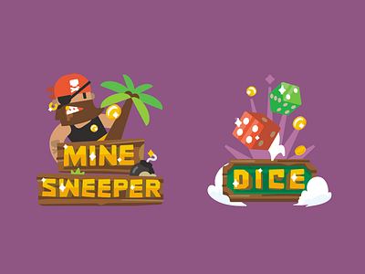 Dice & Mine Sweeper bone casino dice flat game illustration logo mine pirate simple stolz sweeper