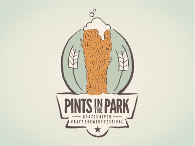 Pints In The Park Logo beer brazos brewery festival foam logo nature spring texas texture waco wood