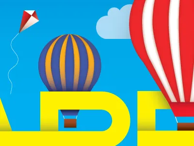 Illustration WIP flat geometric hot air balloon illustration illustrator playful vector wip