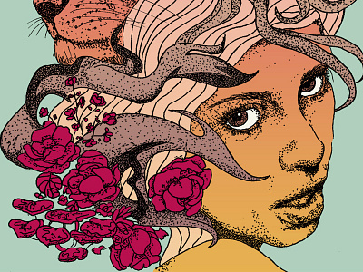 Lioness Recolor digital female illustration lioness print