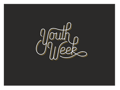 Youth Week WIP black gold lettering monoline white wip