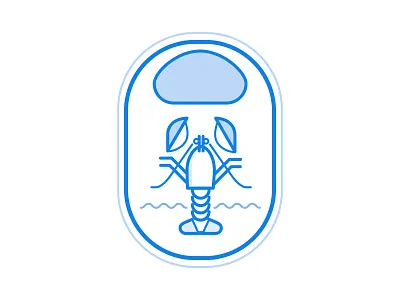 Free Lunch Everyday badge blue lobster lunch