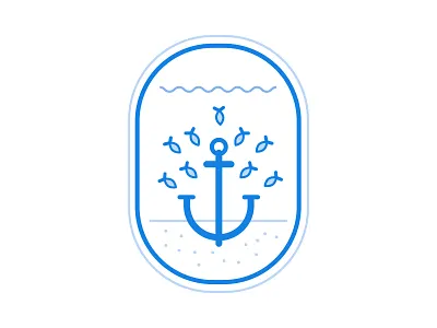 Awesome Events anchor badge blue fish sea