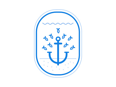 Awesome Events anchor badge blue fish sea