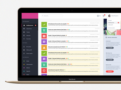 Dashboard - Notifications app dashboard design flat ios macbook material notifications simple ui ux web
