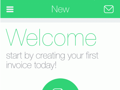 Invoice2Go Home Screen empty state flat invoice2go redesign simple