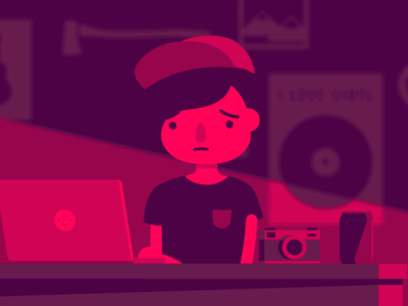 Surprised 2d animation character animation flat gif guy illustration loop love mtv