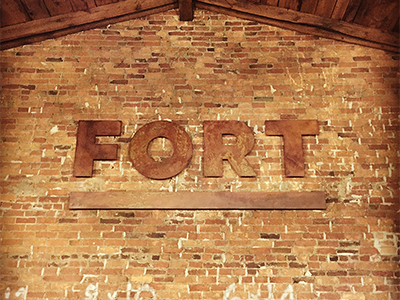 FORT brick metal sign