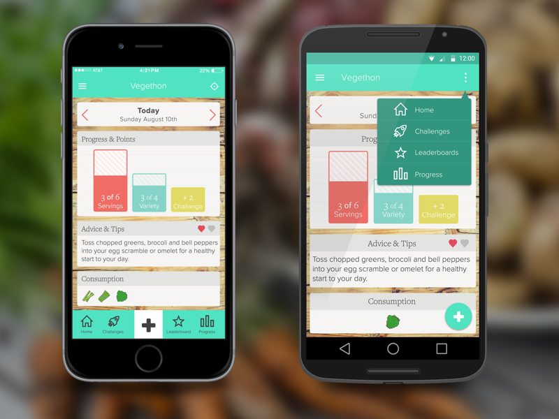 Example of Vegethon - iOS to Android