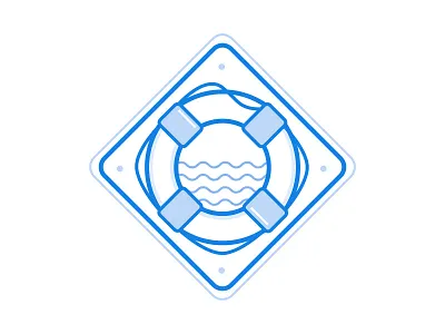 Full Health Coverage badge blue life preserver sea