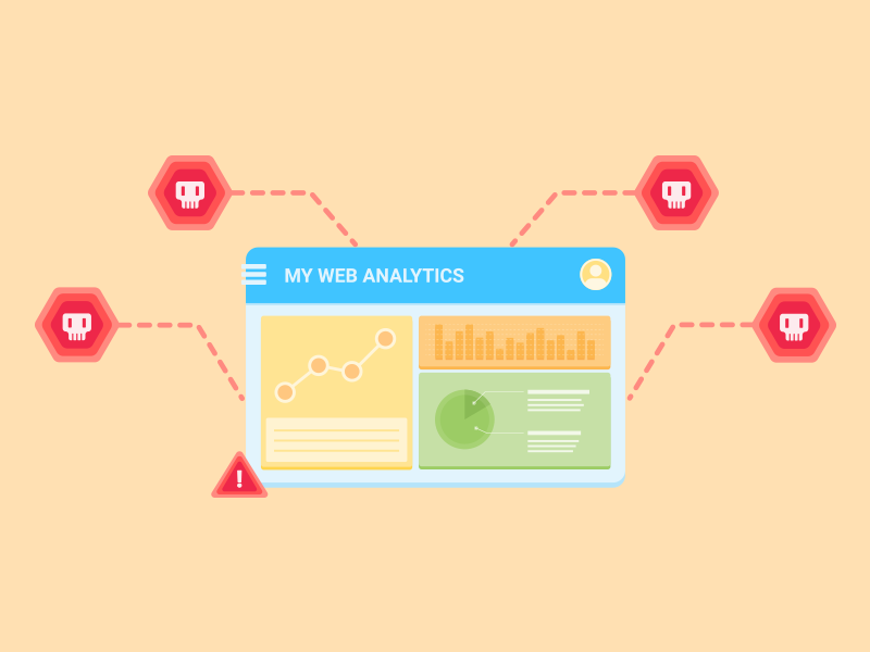 Referral spam 2d analytics blog flat illustration spam
