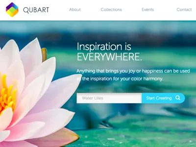 Qubart Hero color composition grid hero layout logo typography ui wall art design web