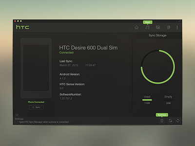 Htc Sync Manager app application dark elegant htc htc sync manager mac application mobile sync sync ui ux web