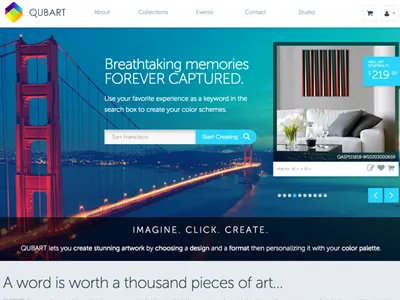 Qubart Hero color composition grid hero layout logo typography ui wall art design web