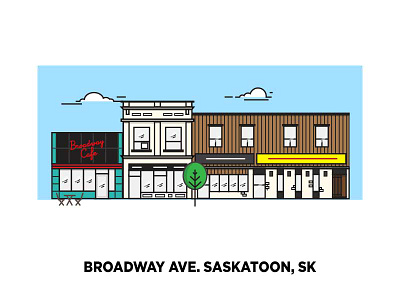Broadway Ave building clean drawing illustration minimal saskatoon simple