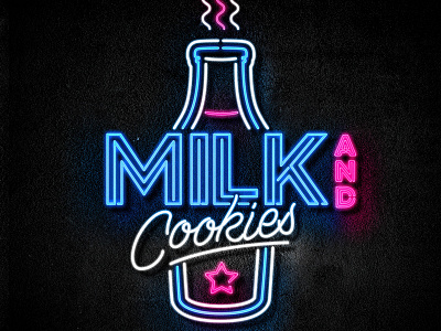 Milk and Cookies cookies lettering lisboa lisbon milk neon neonsign neves portugal sign type