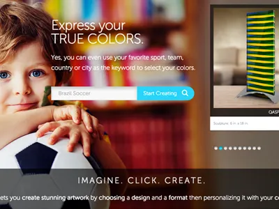 Qubart Hero option 3 color composition grid hero layout logo typography ui wall art design web