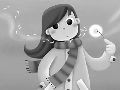 Dandelion blackwhite illustration