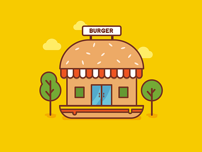 Burger Shop ai burger buy colors flat food freebie illustration shop stroke yellow