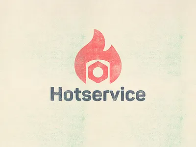Hotservice logo fire hot logo nut service spanner