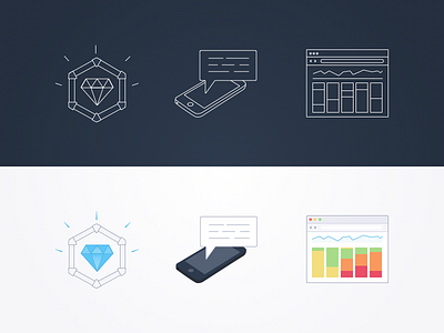 Batch Icons analytics dark icons illustrations mobile push reward saas white