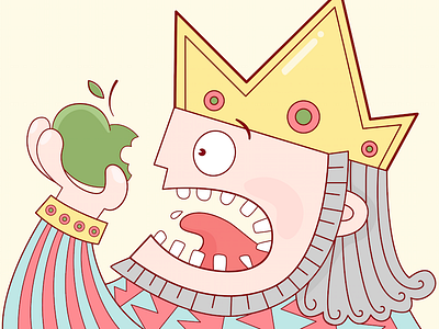 The King apple cartoon character colour crown design king vector