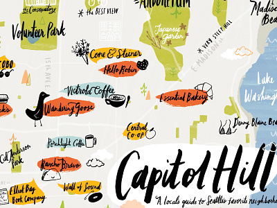 Neighborhood Map editorial illustration map seattle