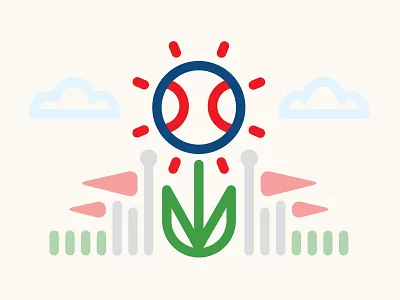 Opening Day Vector Illustration baseball cloud day flower lines mlb opening pennant spring symmetry thick vector