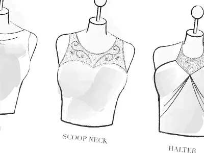 Neckline Style Description bust drawing dress halter neckline scoop sketch style