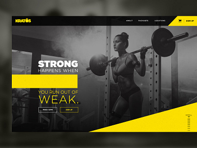 Kratos Gym Landing Page banner design gym hero image kratos landing page website weights