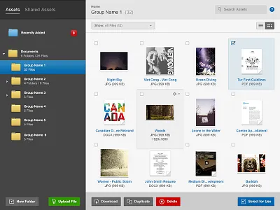 Assets - TN View assets doc file folder image manager pdf thumbnail toggle tree