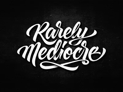 Rarely Mediocre custom hand drawn lettering logotype music vintage