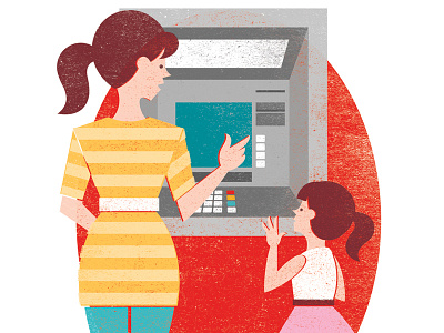 Tesco Magazine - Cash-Smart Kids atm cash child children editorial financial illustration kids magazine money people