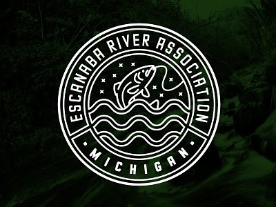 Escanaba River Association Logo circle design fish fishing logo midwest trout