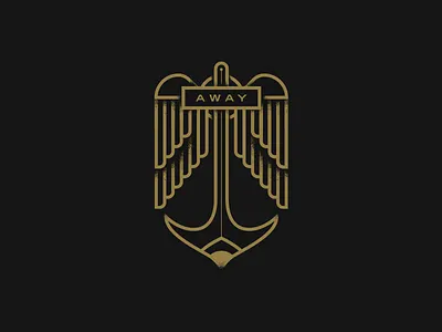 You know the saying... anchor anchors away black custom dark gold icon illustration logo texture type wing