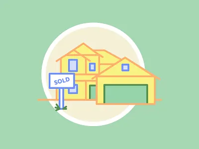 Sold flat house icon illustration