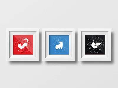 Animal Set leaves mink owl polar bear poster texture vector winter