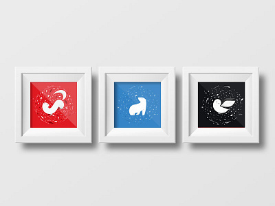 Animal Set leaves mink owl polar bear poster texture vector winter