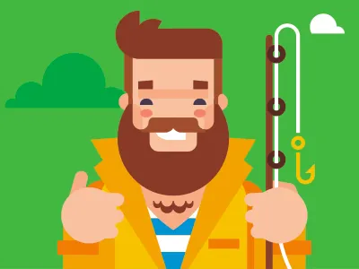 Fisherman beard character fisher fisherman fishman flat illustration man sailor stolz