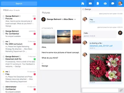 Inbox & Chat View UI app chat drive email inbox mail platform ui ui design ux web