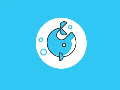 Laundry logo concept branding flat icon laundry logo mark whale