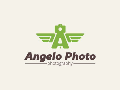 Angelo Photo agency angel camera creative design flat logo photographer tripod wings