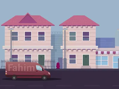 Street view abdelghany building car city door home illustration road shop street van window